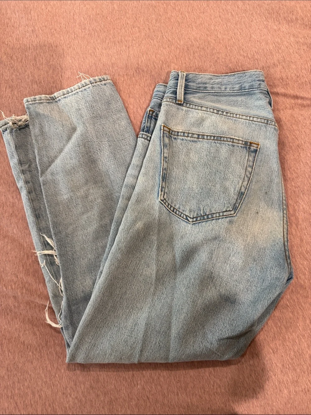 Frame Denim Light Blue Distressed Ankle Crop Jeans - Picture 3 of 5
